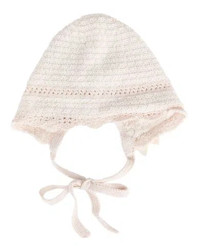 Paz Rodriguez Newborn Girl Hat Beige Size 3 Cotton, Cashmere In Beige