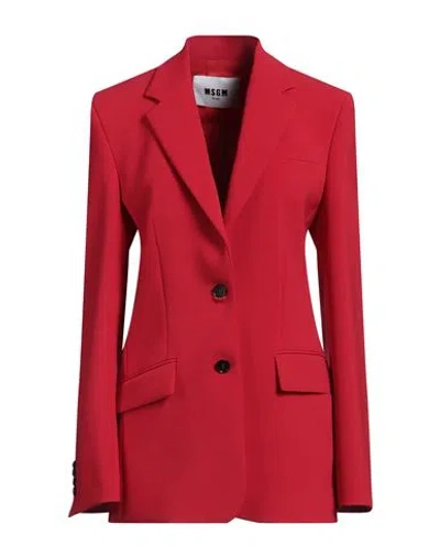 Msgm Double Crepe Cady Single Breast Jacket In Red