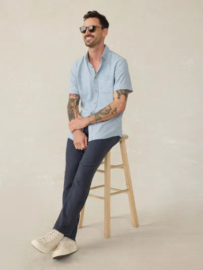 Faherty Playa Regular Fit Button Down Stretch Short Sleeve Shirt In Fish Scale Redux