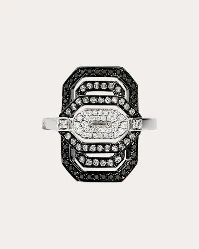 Statement Paris Sterling Silver Mini My Way Gradient Diamond Ring In Silver/black