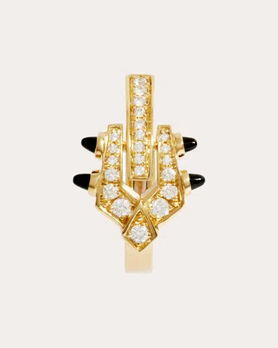 Statement Paris Women's Diamond & Black Agate 18k Gold Spike Hoop Earring In Gold