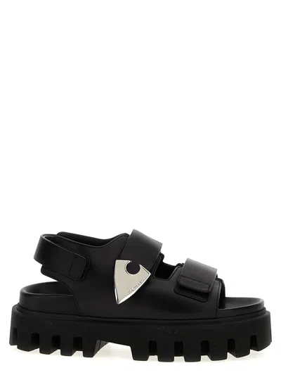 Alexander Mcqueen Embellished Leather Platform Sandals In Black