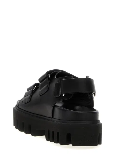 Alexander Mcqueen Embellished Leather Platform Sandals In Black