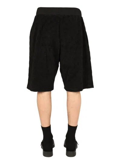 Ambush Monogram Towelling-finish Track Shorts In Black