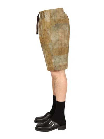 Needles Print Bermuda In Military Green