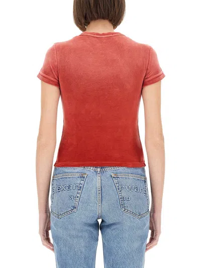 Alexander Wang T T By Alexander Wang Slim-fit T-shirt With Embossed Logo In Red