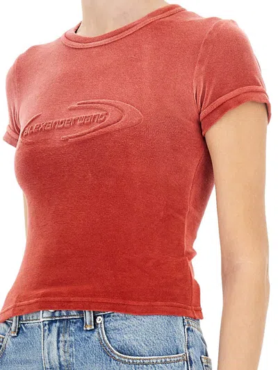 Alexander Wang T T By Alexander Wang Slim-fit T-shirt With Embossed Logo In Red