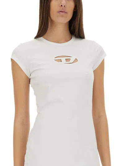 Diesel D-angiel Stretch Cotton Minidress In White