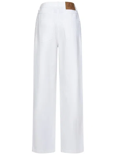 Moschino Wide-leg White Jeans With Laurel Crown Patch In White