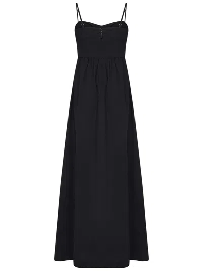 Msgm Fitted Black Dress With Ruching And Flowing Skirt In Black
