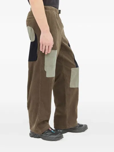 Brain Dead Patchwork Cord Climber Pants In Brown In Green