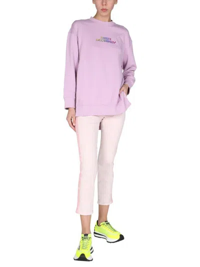 Stella Mccartney Fresh Peach Twisted Seam Crop Straight Leg Jeans In Beige