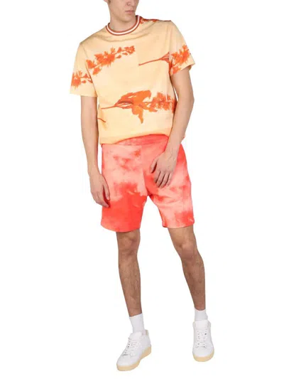 Shop Paul Smith Coral Cloud Bermuda Shorts In Pink