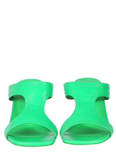 By Far Open-toe 95mm Heeled Mules In Green