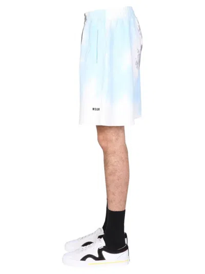 Msgm Tie Dye Pattern Bermuda In Multicolour