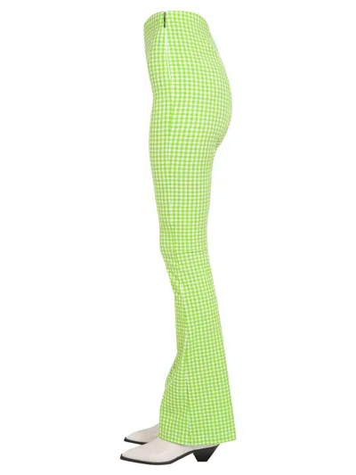 Msgm Check-pattern Flared Trousers In Green