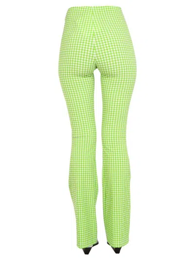 Msgm Check-pattern Flared Trousers In Green