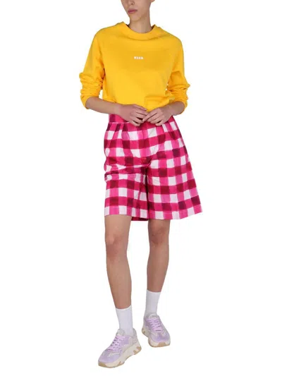 Msgm "check" Shorts In Purple