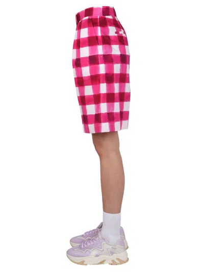 Msgm "check" Shorts In Purple