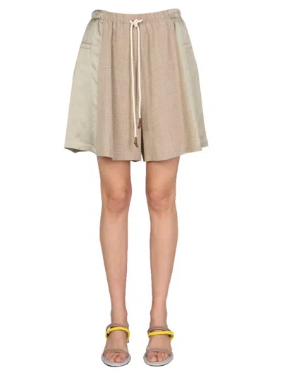 Alysi Bermuda With Tartan Motif In Beige