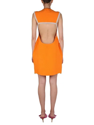 Jacquemus Sorbetto Knitted Mini Dress In Orange