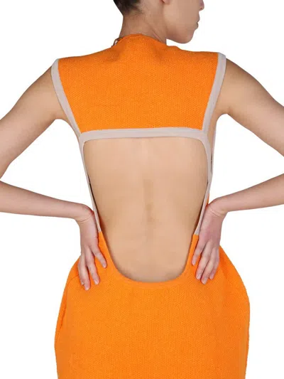 Jacquemus Sorbetto Knitted Mini Dress In Orange