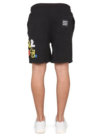 Market Bermuda With Logo Print Unisex In Black