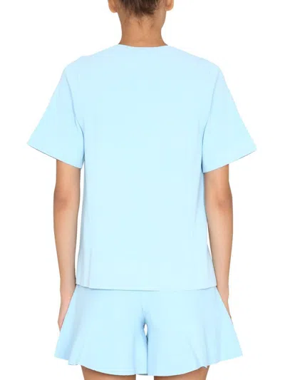 Stella Mccartney Women T-shirt With Asymmetrical Hemline In Blue