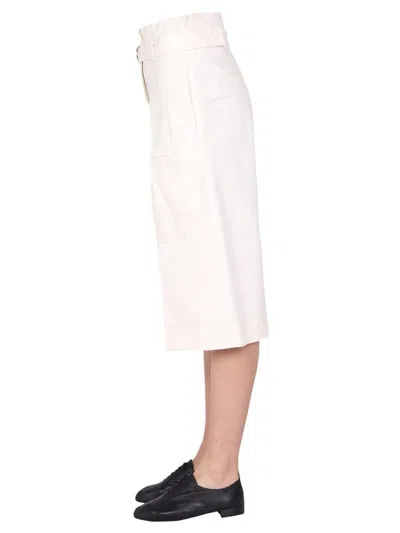 Lemaire Belted Bermuda Shorts In White