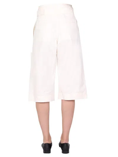 Lemaire Belted Bermuda Shorts In White