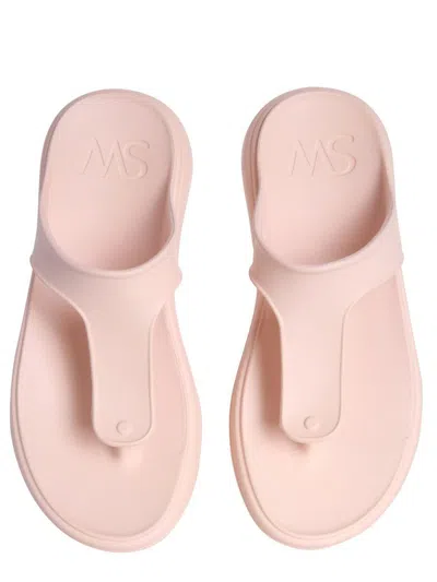 Stuart Weitzman Stuflex T-strap Slide Sandals In Pink