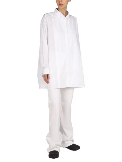 Raf Simons Logo Patch Shirt With Classic Collar For Women In White