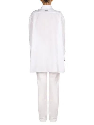 Raf Simons Logo Patch Shirt With Classic Collar For Women In White