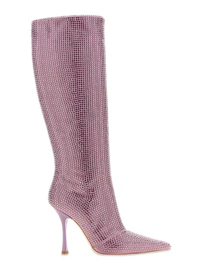 Leonie Hanne X Liu Jo High Boot With Rhinestones In Purple