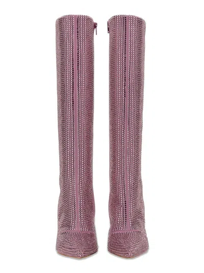 Leonie Hanne X Liu Jo High Boot With Rhinestones In Purple