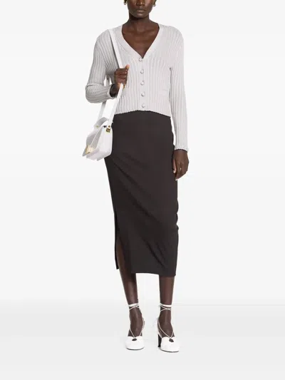 Lanvin Ribbed Cardigan In Viscose In Gray