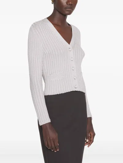 Lanvin Ribbed Cardigan In Viscose In Gray