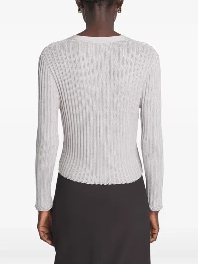 Lanvin Ribbed Cardigan In Viscose In Gray