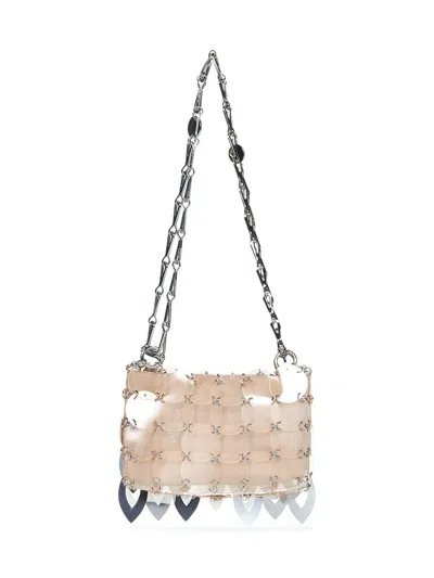 Rabanne Nano Sparkle Leaves Shoulder Bag In Pink
