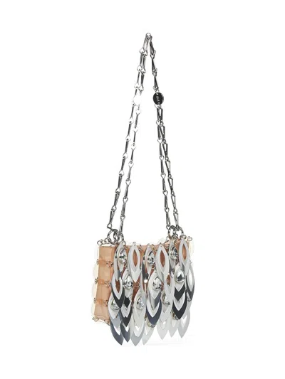Rabanne Nano Sparkle Leaves Shoulder Bag In Pink