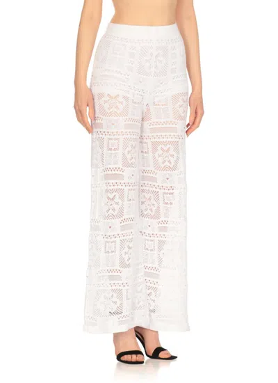 D Exterior D.exterior Crochet Wide Leg Pants In White