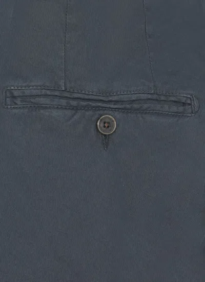 Myths Blue Bermuda Pants With Pences And Turn-up Hem In Linen And Cotton Blend Man In Blue