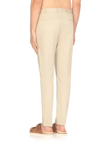 Pt Torino Beige Cotton Trousers In Beige