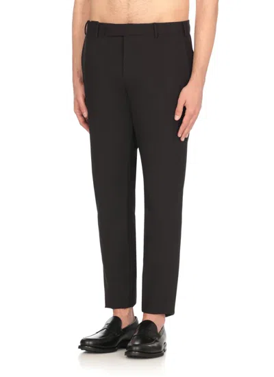 Pt Torino Black Virgin Wool Trousers In Black