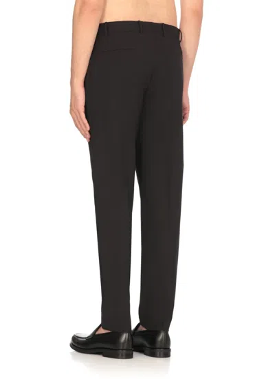 Pt Torino Black Virgin Wool Trousers In Black