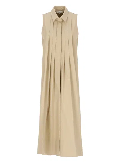 Antonelli Beige Cotton Dress In Brown
