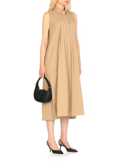 Antonelli Beige Cotton Dress In Brown