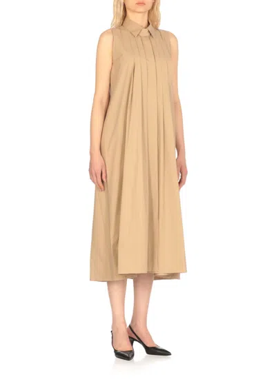 Antonelli Beige Cotton Dress In Brown
