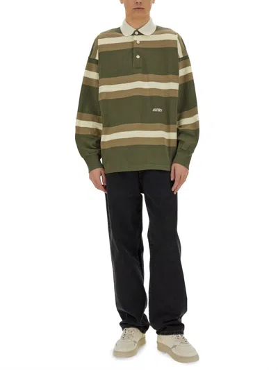 Autry Oversized Striped Polo Long Sleeves In Multi