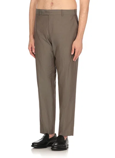 Pt Torino Superslim Trousers In Cotton And Silk In Green
